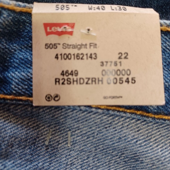 Levi's 505 Men's Size 40 x 30 Straight Fit Medium Wash Denim Blue Jean Pants NEW - Picture 6 of 9